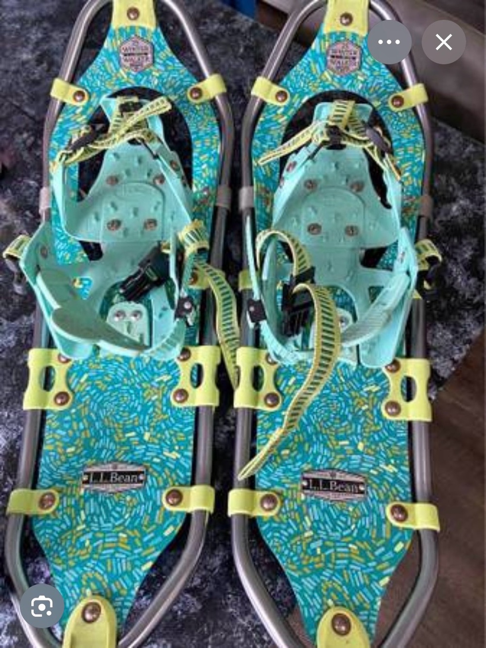 L.L. Bean Women’s 25 Turquoise and Lime Walking Snowshoes - Brand New